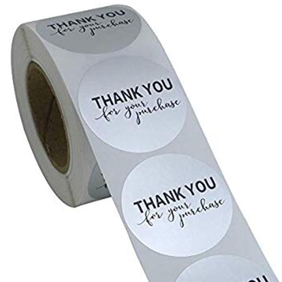 50 Round Thank You Silver foil stickers - 1.5” - Picture 2 of 4